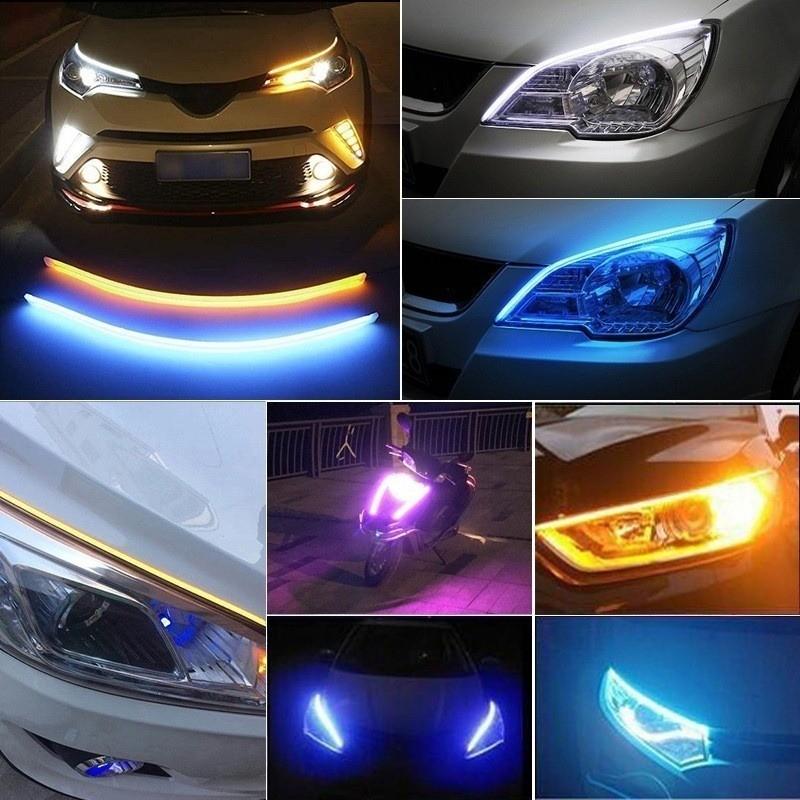 Kit 2 Peças Par Fita LED Drl 6000k Flexível Farol E Seta Carro Moto Caminhão Ônibus 45CM Ou 60cm