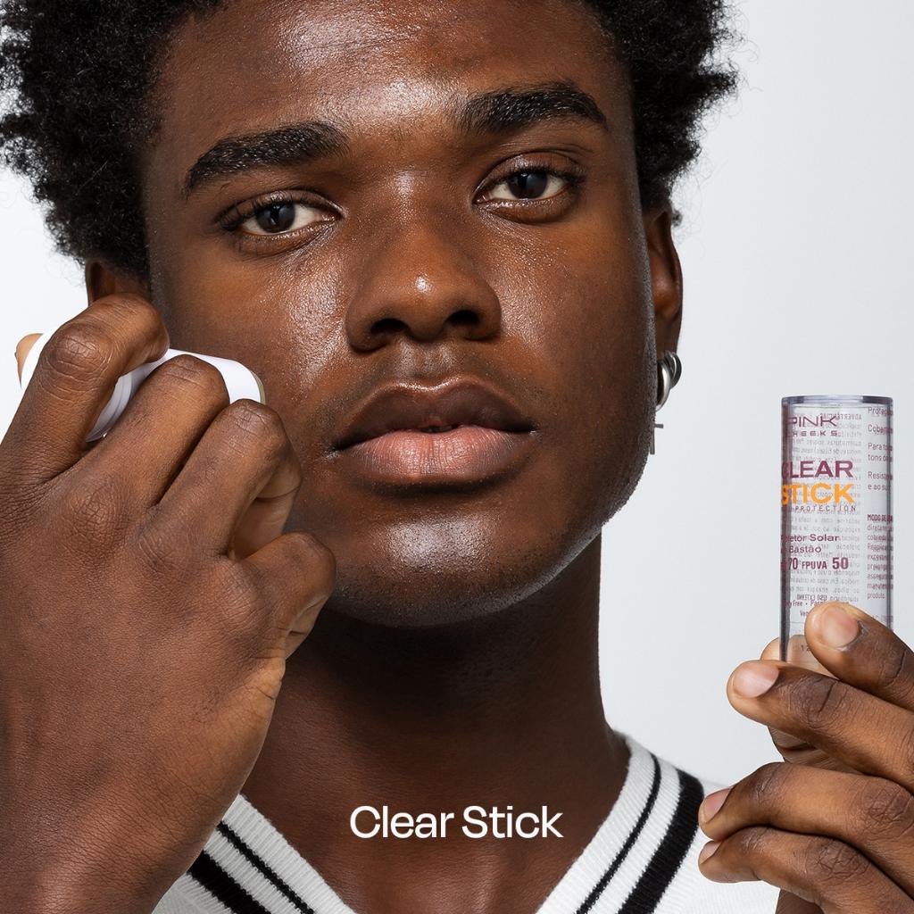 Protetor Solar Facial E Corporal Clear Stick E Shield Proteção Total Pink Cheeks
