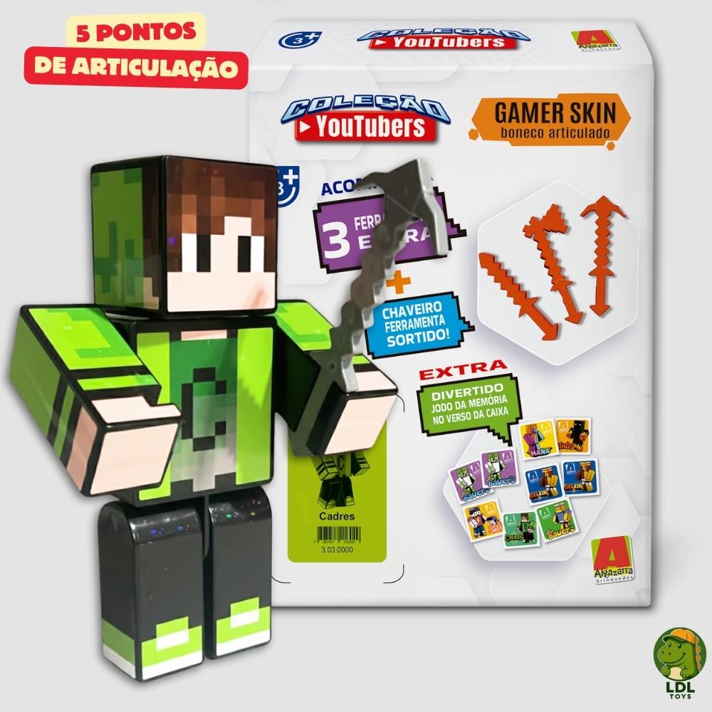 Boneco Cadres 15cm Articulado Acompanha 3 Ferramentas + 1 Chaveiro Youtuber Original Algazarra