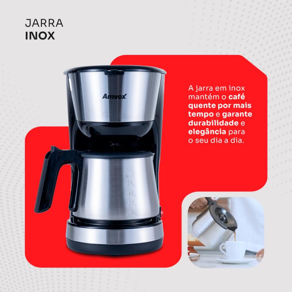 Cafeteira Elétrica Amvox Acf 927 30 Xícaras 10min Jarra Inox
