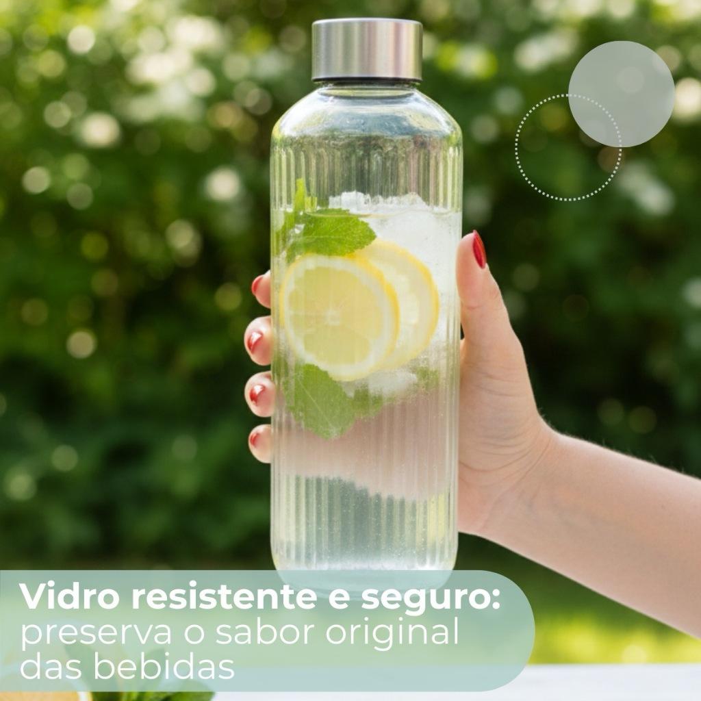 Garrafa De Vidro 1 Litro Tampa Inox Água Suco Geladeira