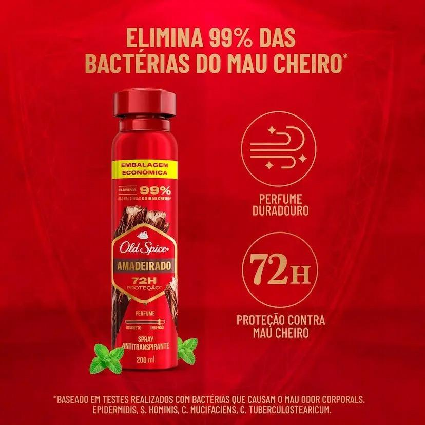 Desodorante Antitranspirante Old Spice Spray Amadeirado Com 200ml