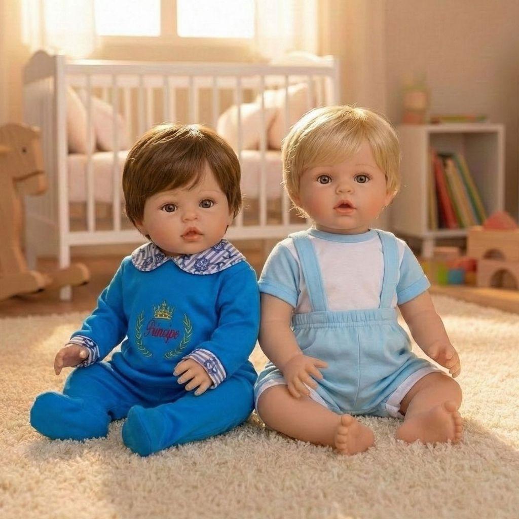 Kit Roupinha Bebê Reborn Jardineira + Pijama 5 Peças - Veste De 45 A 50cm
