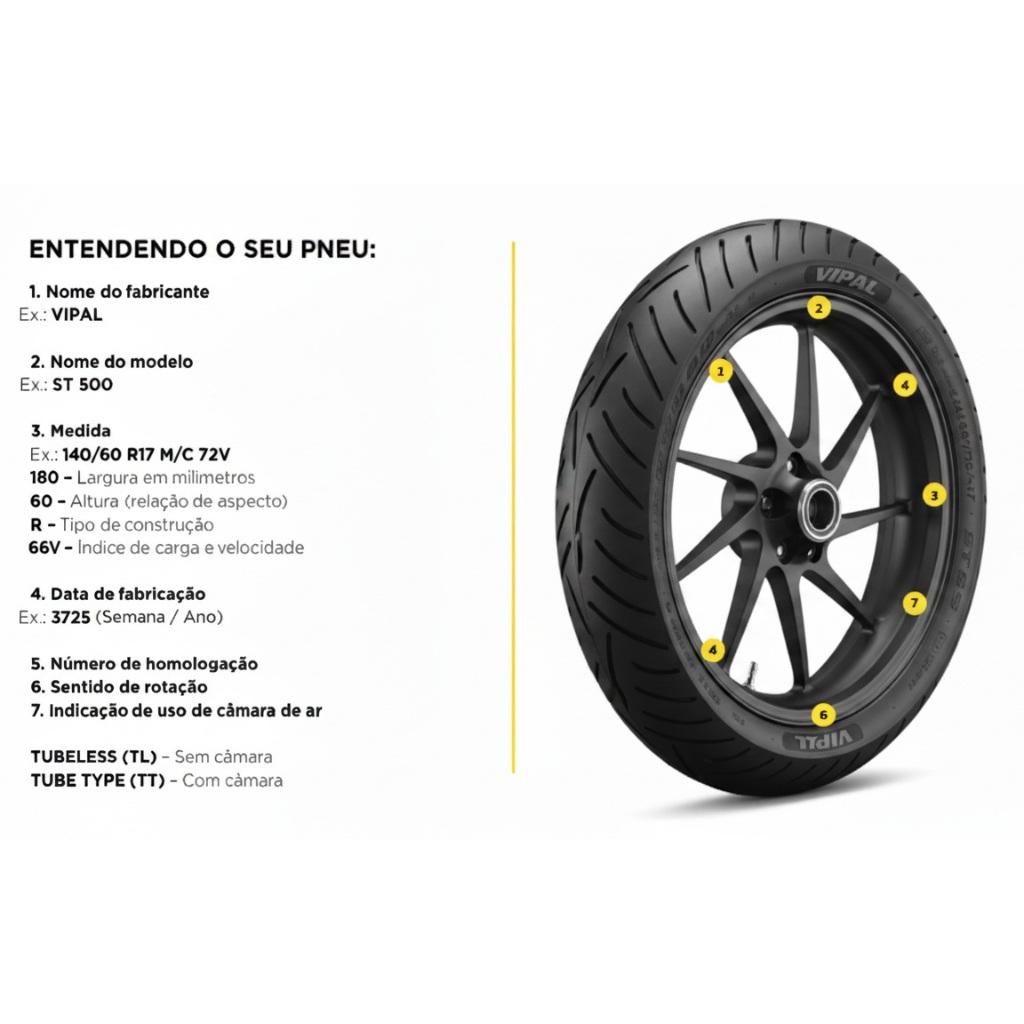 Pneu Moto Traseiro 140/70-17 St500 Tl Uso Sem Camara 66S Original Vipal Twister 250 Fazer 250 R3 Mt 03