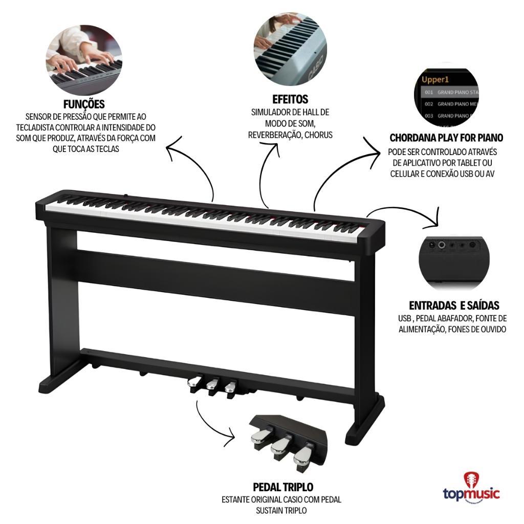 Piano Digital Casio Cdps160 Stage Digital 88 Teclas + Suporte Com Pedal Cs470p