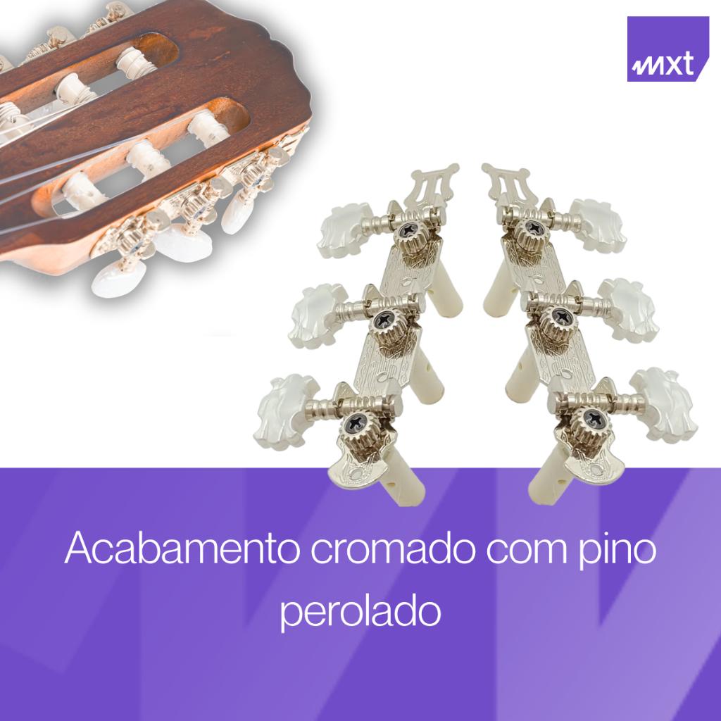 Tarraxas Mxt Para Violão Nylon Pino Grosso Cromada/Dourada