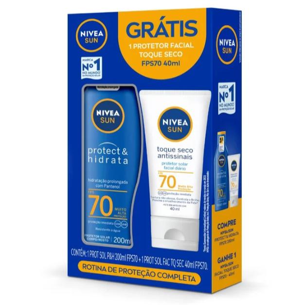 Kit Nivea Sun Protetor Solar Corporal Fps70 200ml + Facial Fps70 40ml