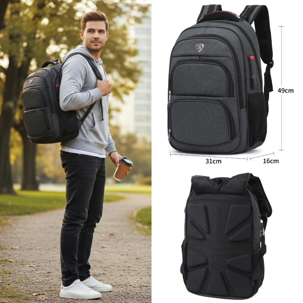 Mochila Masculina Estilo Casual Estilosa Multiuso Viagens Escola Zíperes Duplo Traseira Respirável