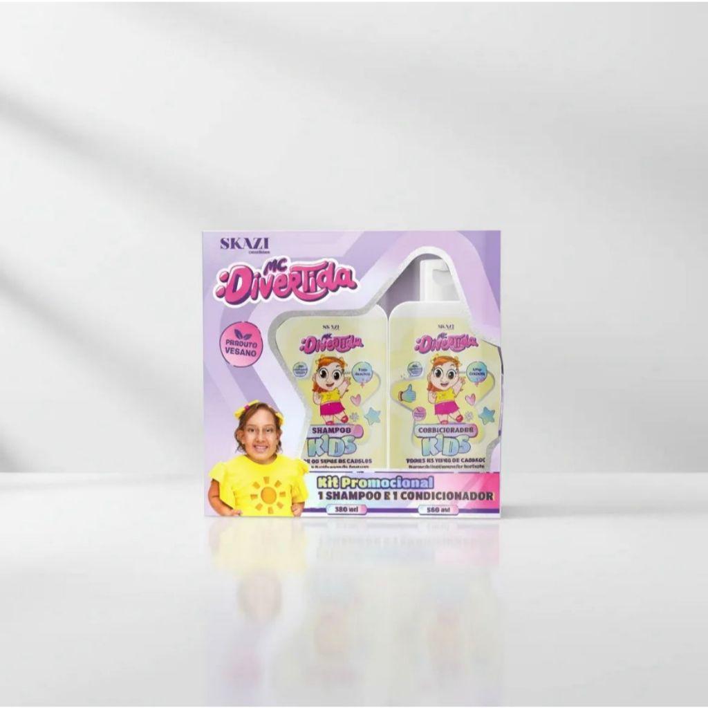 Kit Shampoo + Condicionador Infantil Skazi Mc Divertida Todos Os Tipos De Cabelo 250ml Caixa Interativa Para Brincar