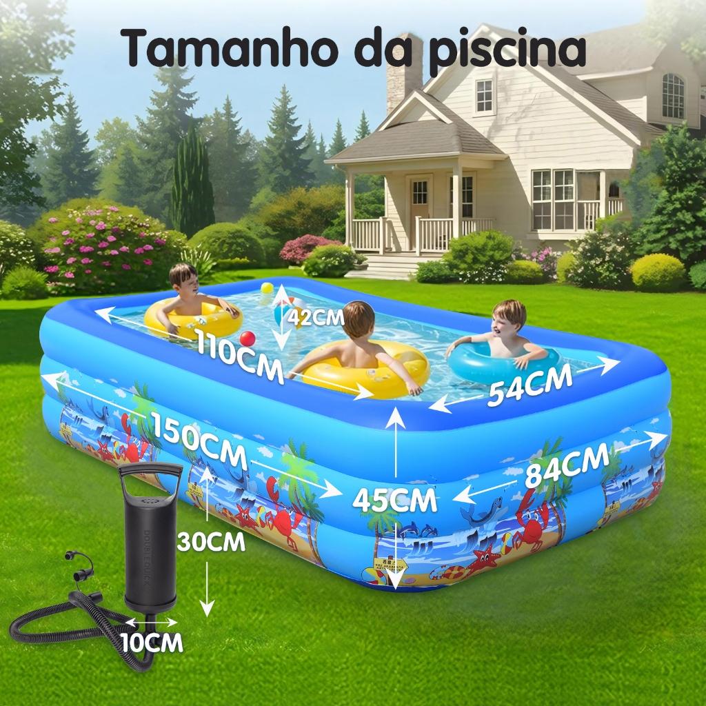 Piscina Infantil Inflável Azul [xx]l Redonda Banheira Bebê Criança Praia Verão Bolinhas Portátil