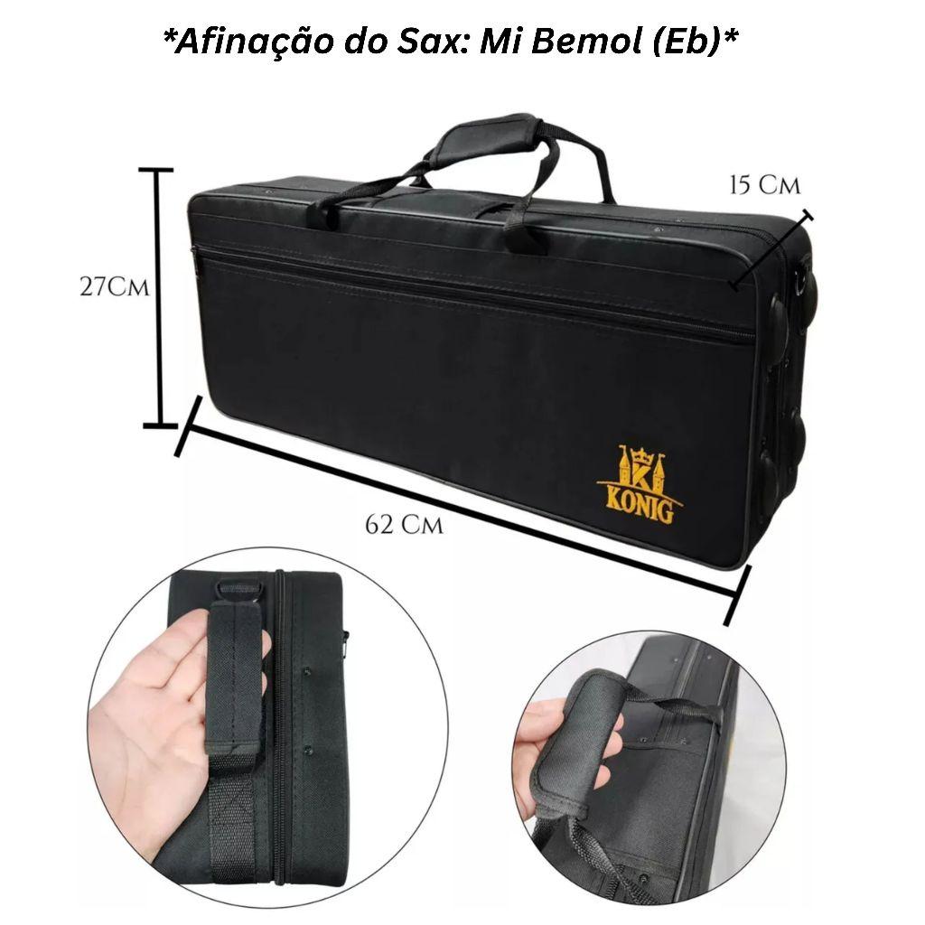 Sax Alto Saxofone Eb Prata E Dourado Konig Completo Com Estojo Boquilha Adesivo