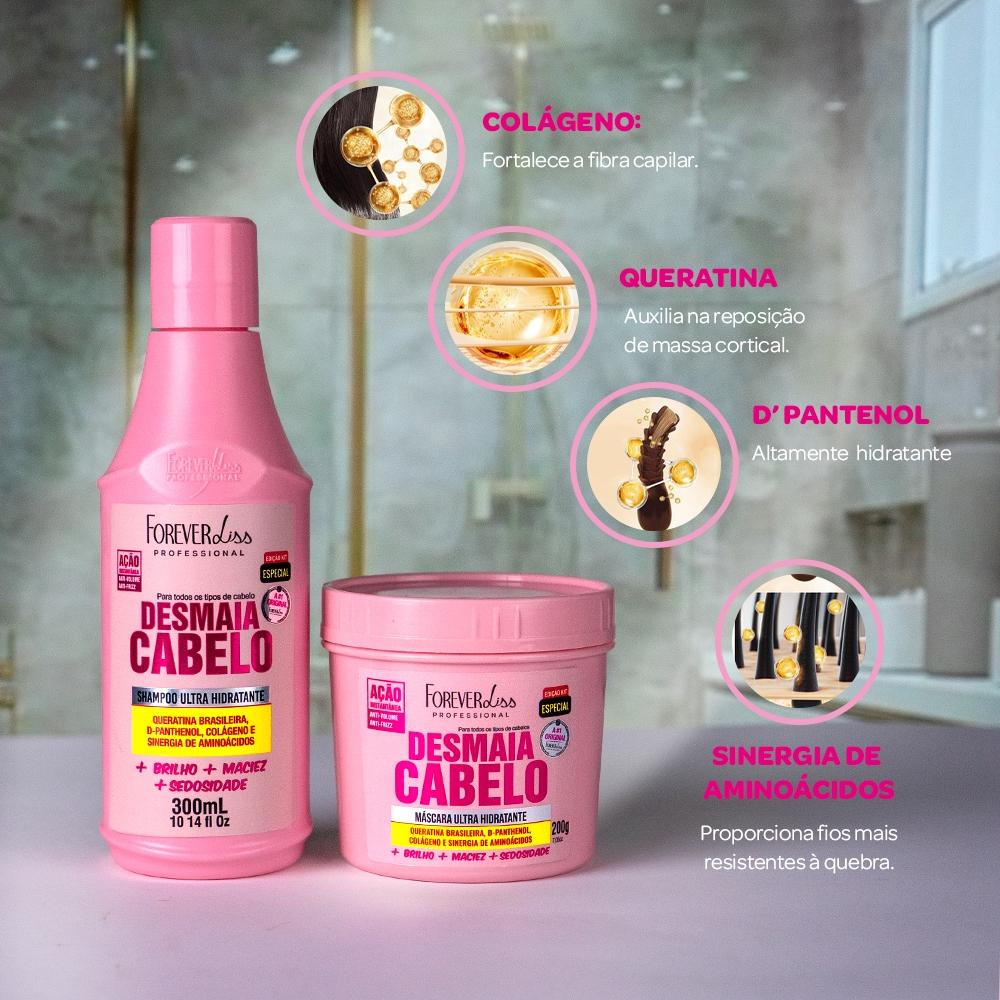 Kit Especial Desmaia Cabelo Forever Liss Shampoo 300ml E Máscara 200g