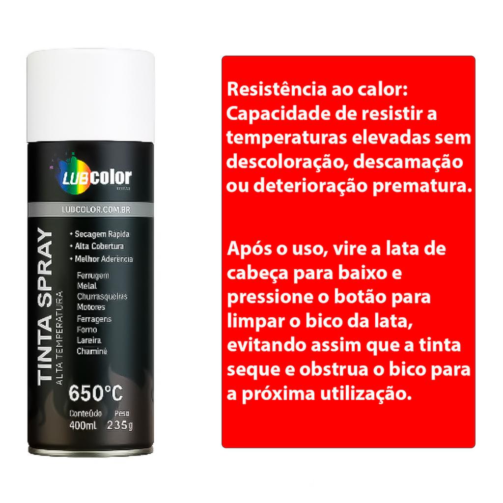Tinta Spray Branco Alta Temperatura 400ml Madeira Plástico Metal Isopor Papel Geral Secagem Rápida