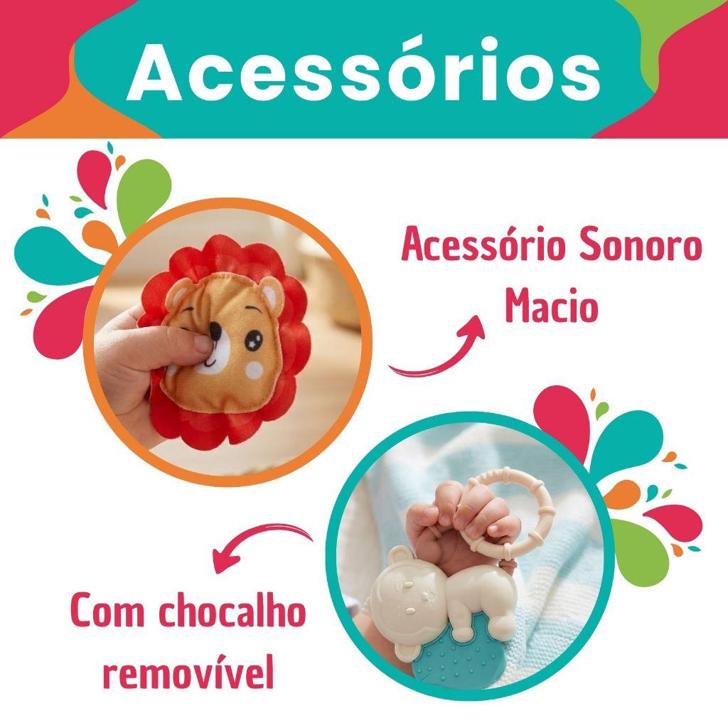 Almofada Interativa Com Acessórios Conforto Bebê Chocalho Infantil Brinquedo Com Som