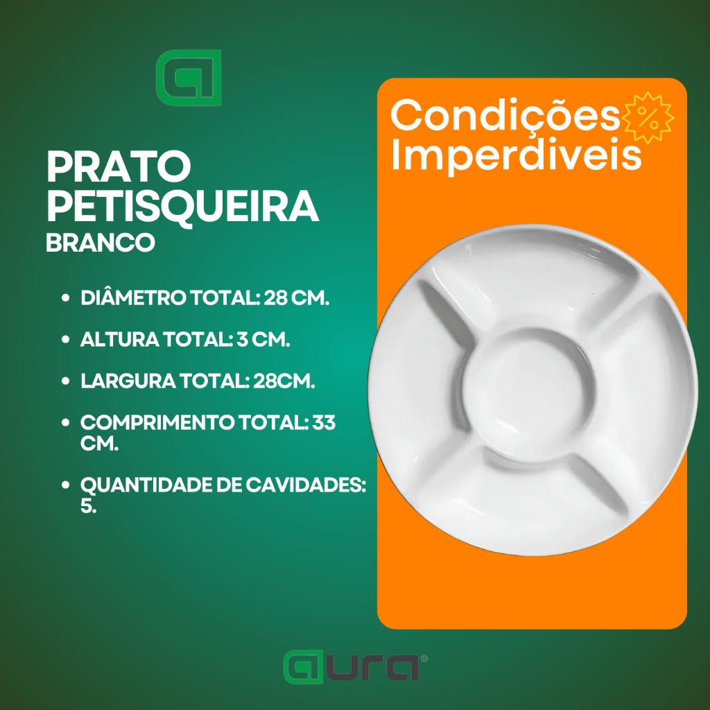 Petisqueira Redonda Branca Com 5 Divisões