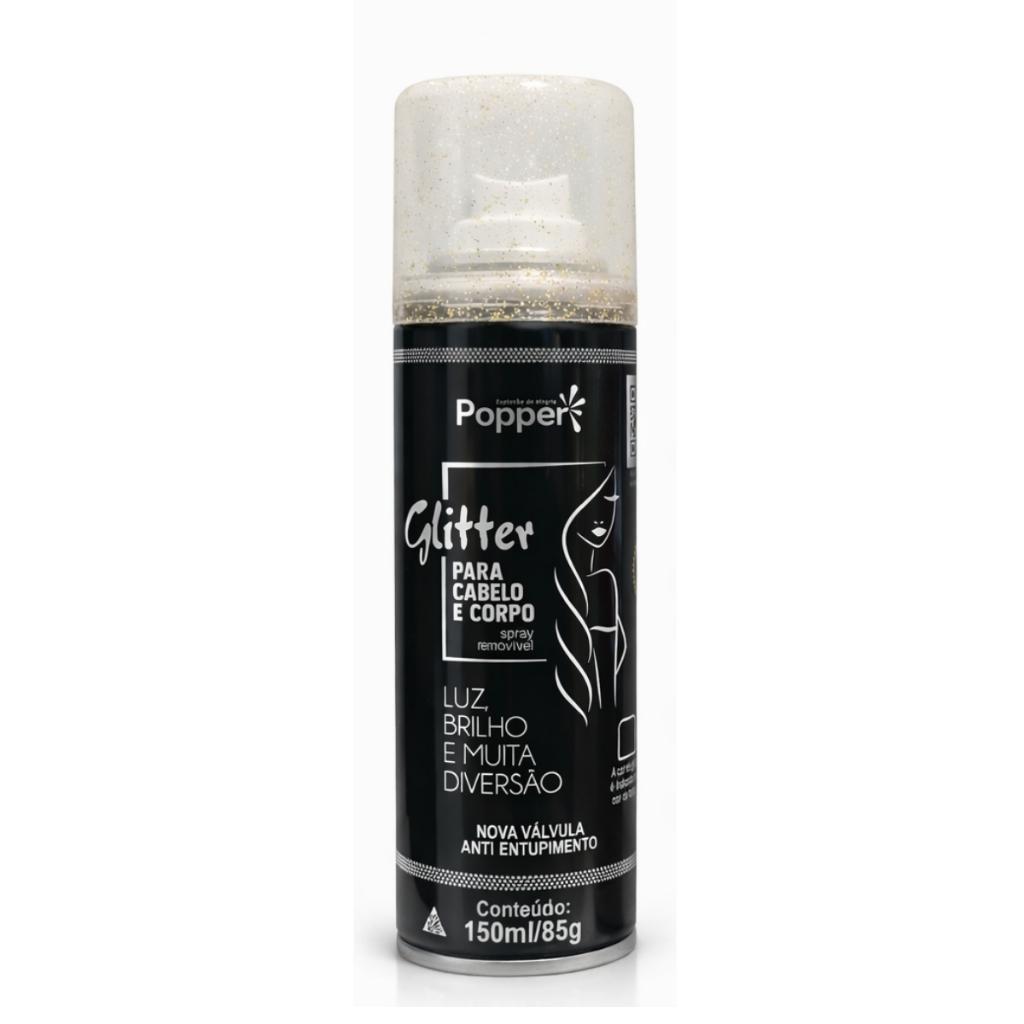 Spray Glitter Popper 150ml Para Cabelo Corpo E Roupa Válvula Anti-entupimento Festa Carnaval