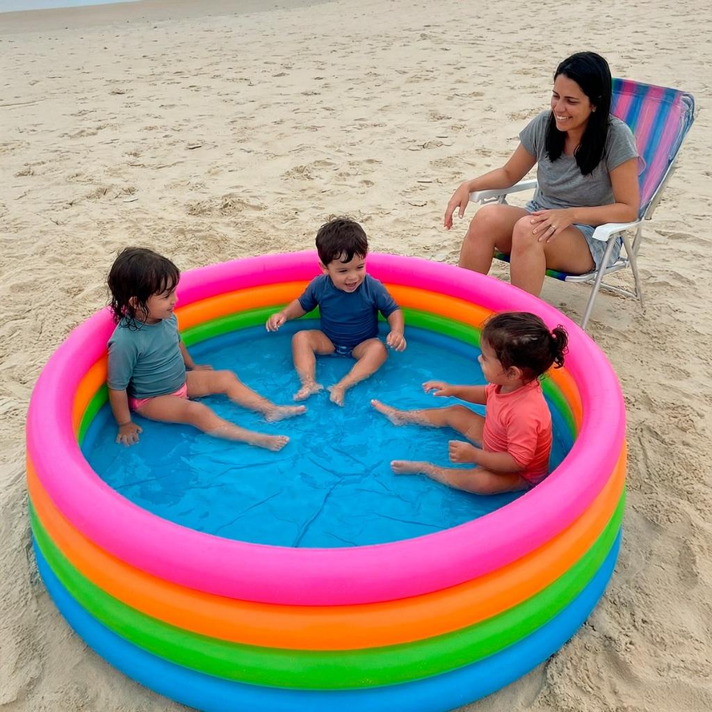Piscina Multiuso Infantil Inflável Grande 600 Litros 160x40cm - 4 Camadas Laterais - Pvc Resistente Inmetro - Queen Shop