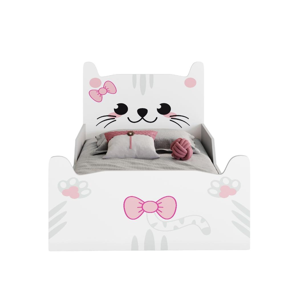 Cama Infantil Gatinho Rosa Em Mdf Juvenil Decorada Para Quarto De Menina Montessoriana