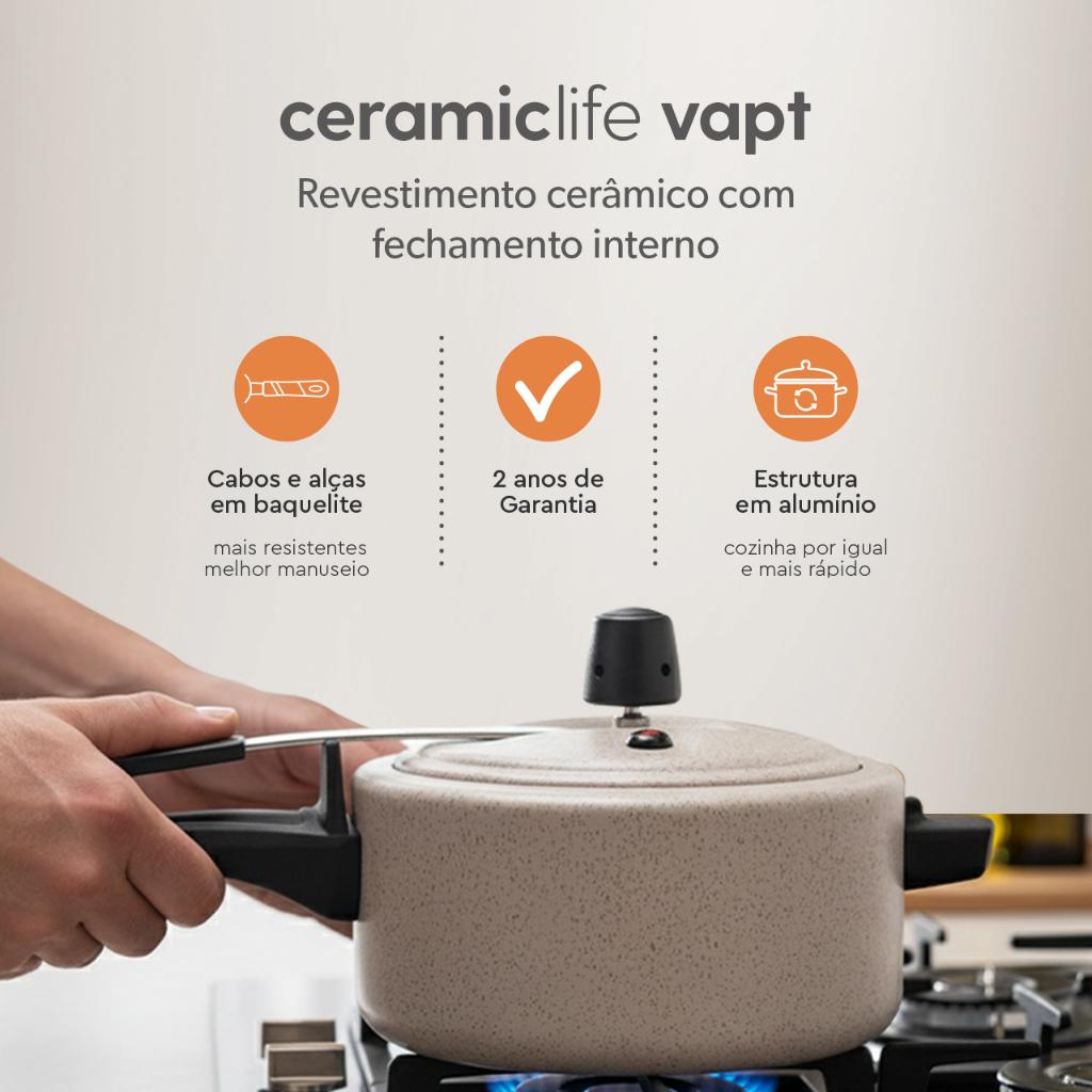 Panela De Pressão 3L Linha Ceramic Life Vapt Brinox - Vanilla E Cinza