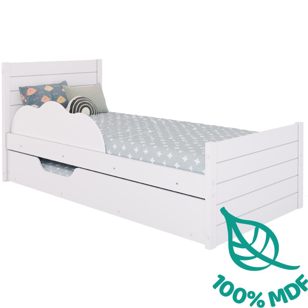 Bicama Infantil Com Cama Auxiliar E Proteção Lateral Nuvem 100 Mdf