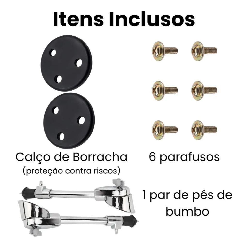 Kit 2 Pernas Para Bumbo Bateria Retrátil Universal Premium