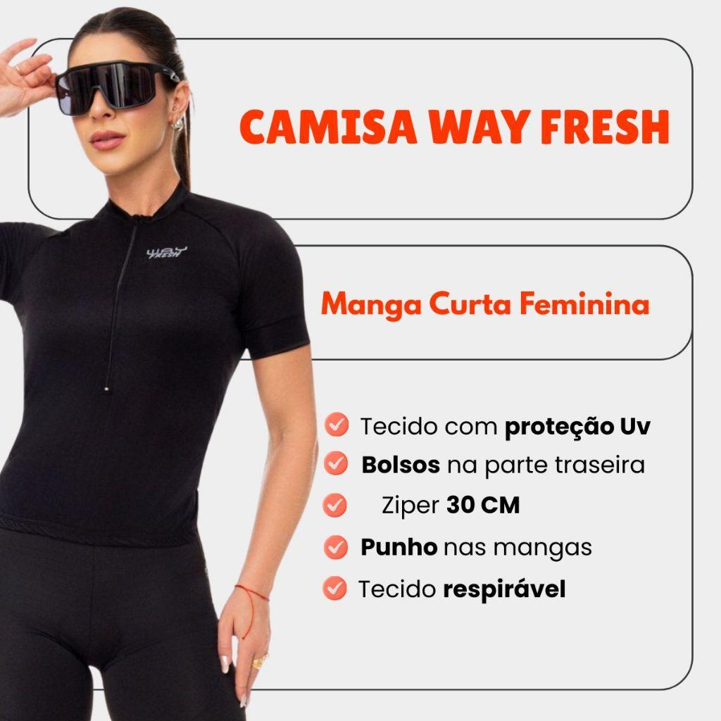 Camisa De Ciclismo Feminina Way Fresh Preta