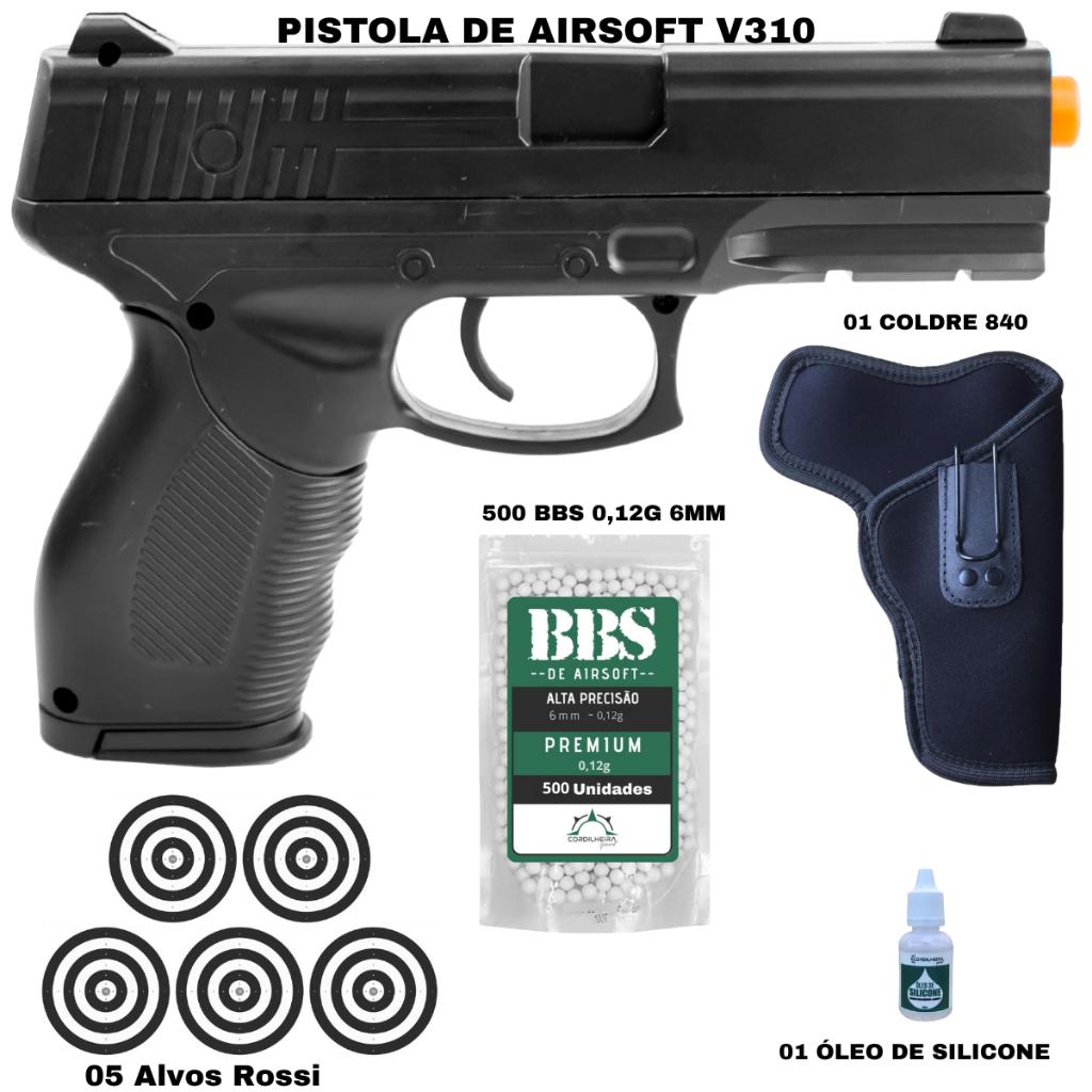 Pistola De Airsoft Spring 24/7 V310 6mm Rossi Vigor + Acessórios Completo