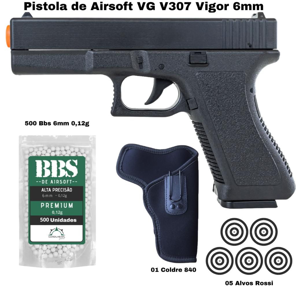 Pistola De Airsoft Vg V307 Rossi 6mm Spring Vigor + Acessórios Completos