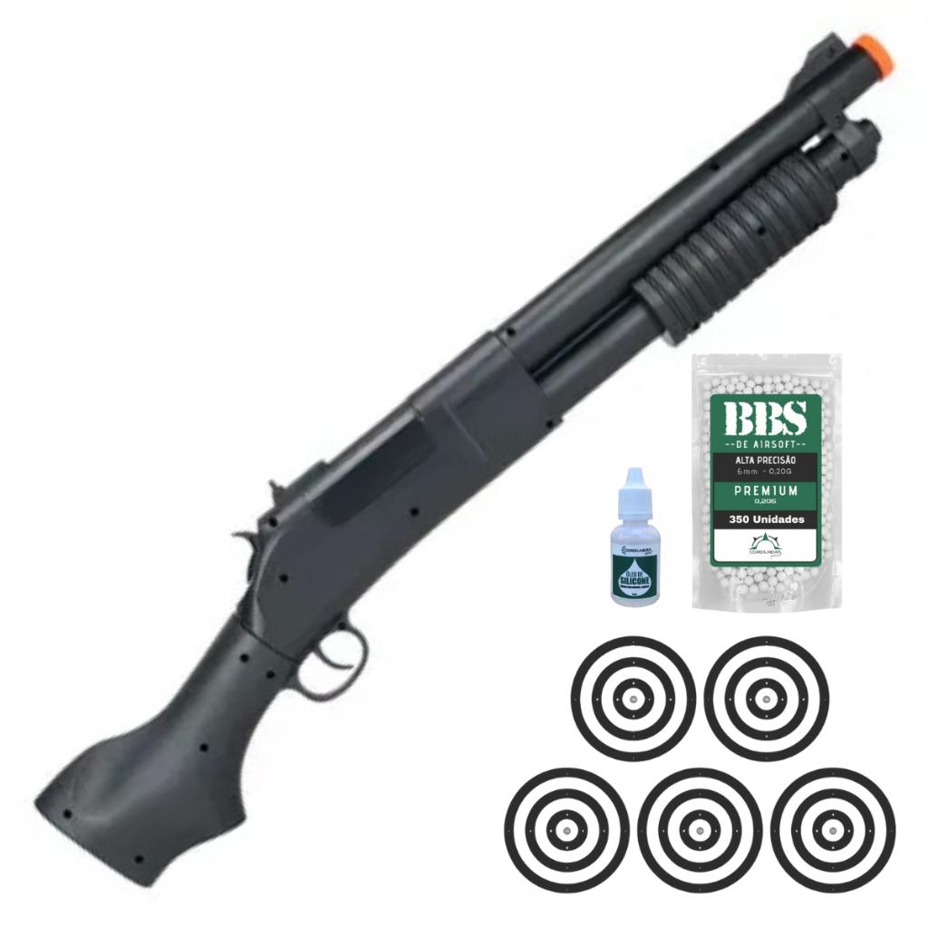 Rifle De Airsoft Shotgun Vg Pump Short Mola 6mm - Escolha Seu Kit