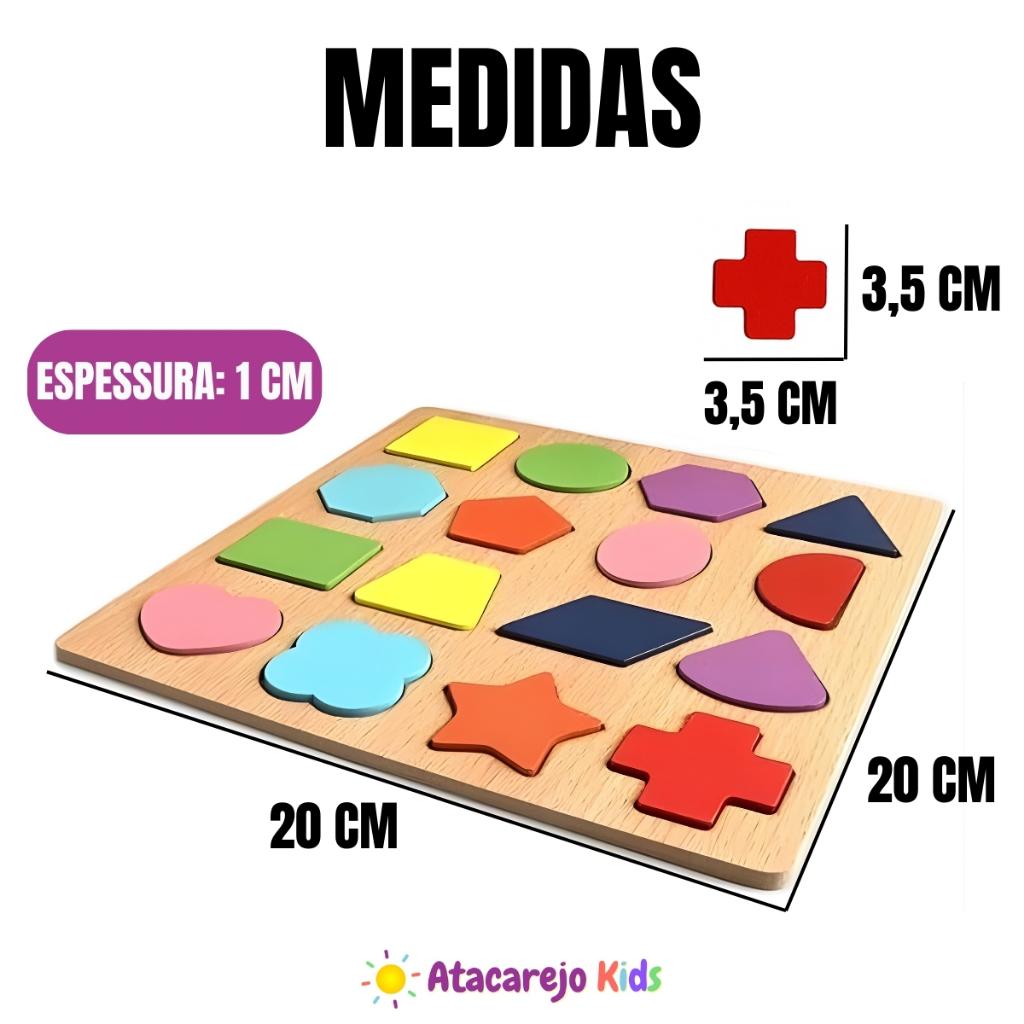 Kit 3 Brinquedos Madeira Montessori Alfabetização Números Letras Formas Encaixe Pedagógico