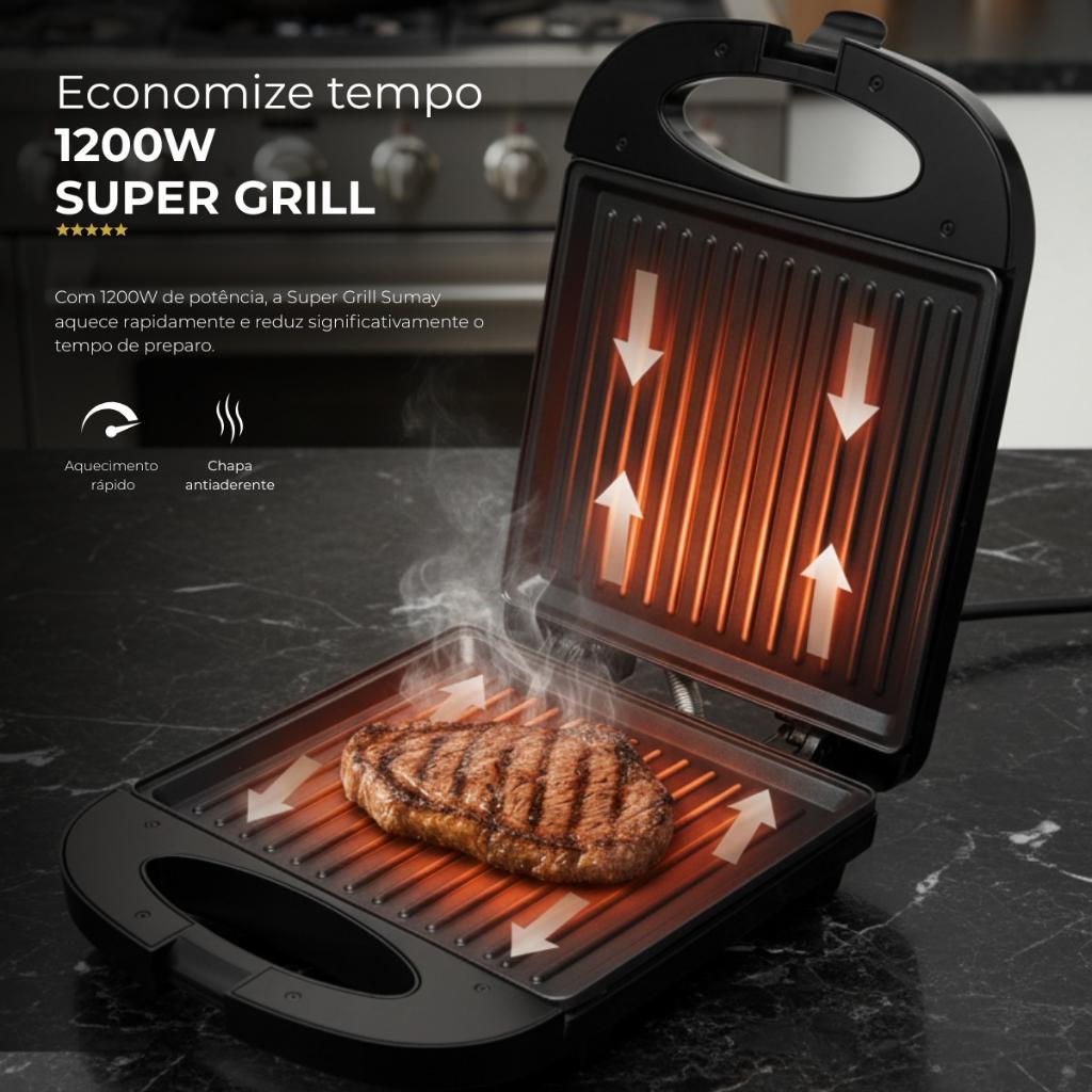 Super Grill Elétrica 220v E 127V Para Preparar Churrascos E Refeições De Forma Rápida E Saborosa