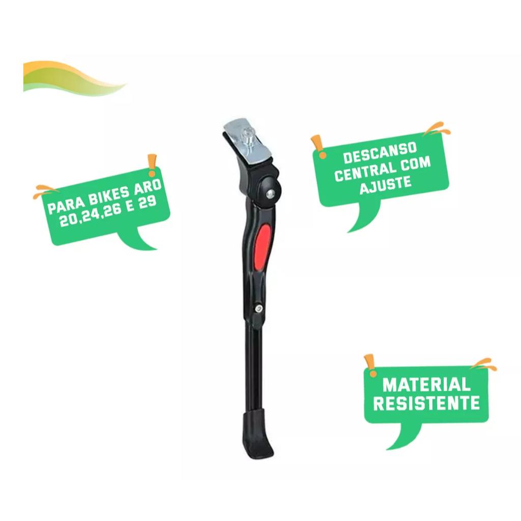 Pezinho Descanso Lateral E Central Com Regulagem Mtb Bike 20 Até 29 Branco/preto