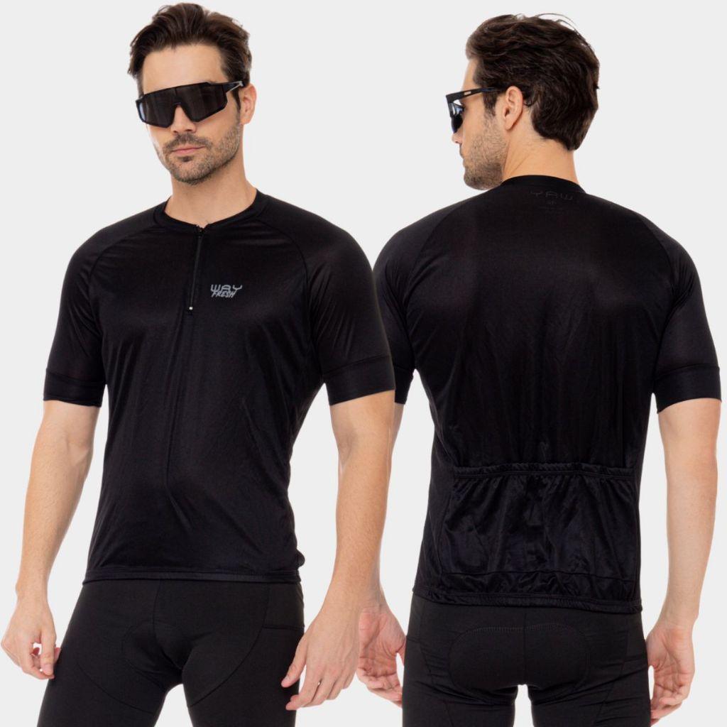 Camisa De Ciclismo Roupa Masculina Manga Curta Camiseta Way Fresh Preta Bike Mtb