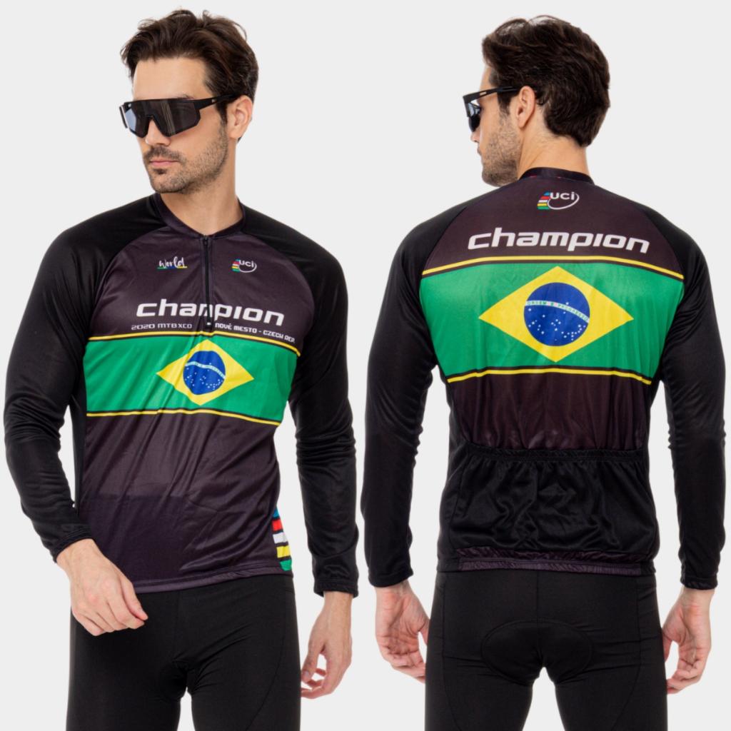 Camisa De Ciclismo Manga Longa Masculina Proteção Uv50+ Com Bolsos