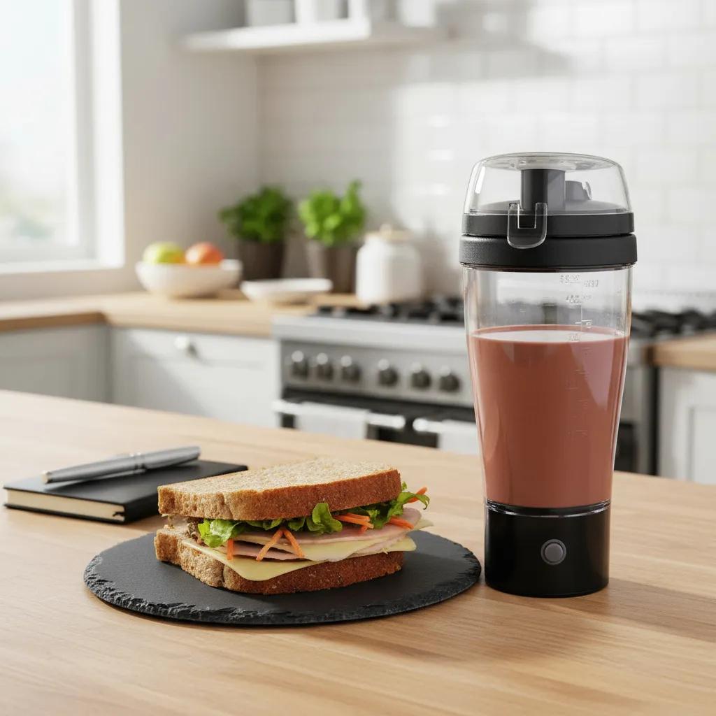 Copo Mixer Shake Portátil Misturador Proteína Whey Chocolate Sem Fio