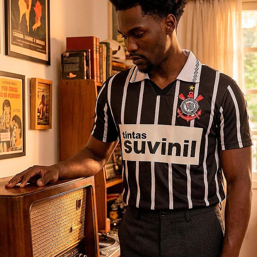 Camisa Do Corinthians Listrada Retrô 1995 Suvinil Masculina Camisa Corinthians Futebol Original