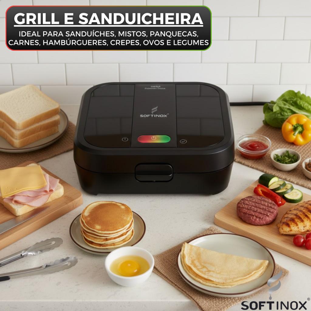 Sanduicheira Elétrica E Grill Churrasqueira 2 Em 1 Antiaderente + Pincel De Silicone 750w 127v/220v