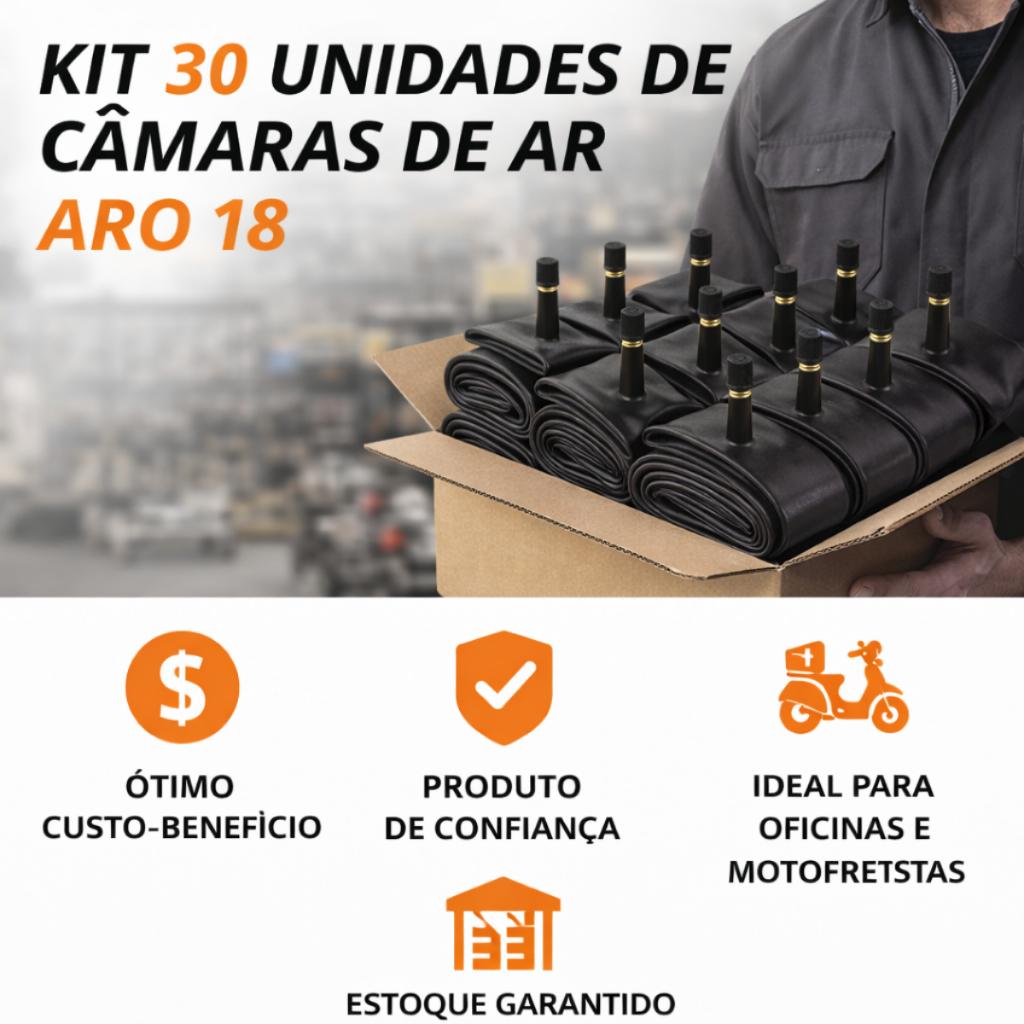 Kit 30 Câmara De Ar Aro 18 Moto Reforçada Uso Profissional Atacado Borracheiro
