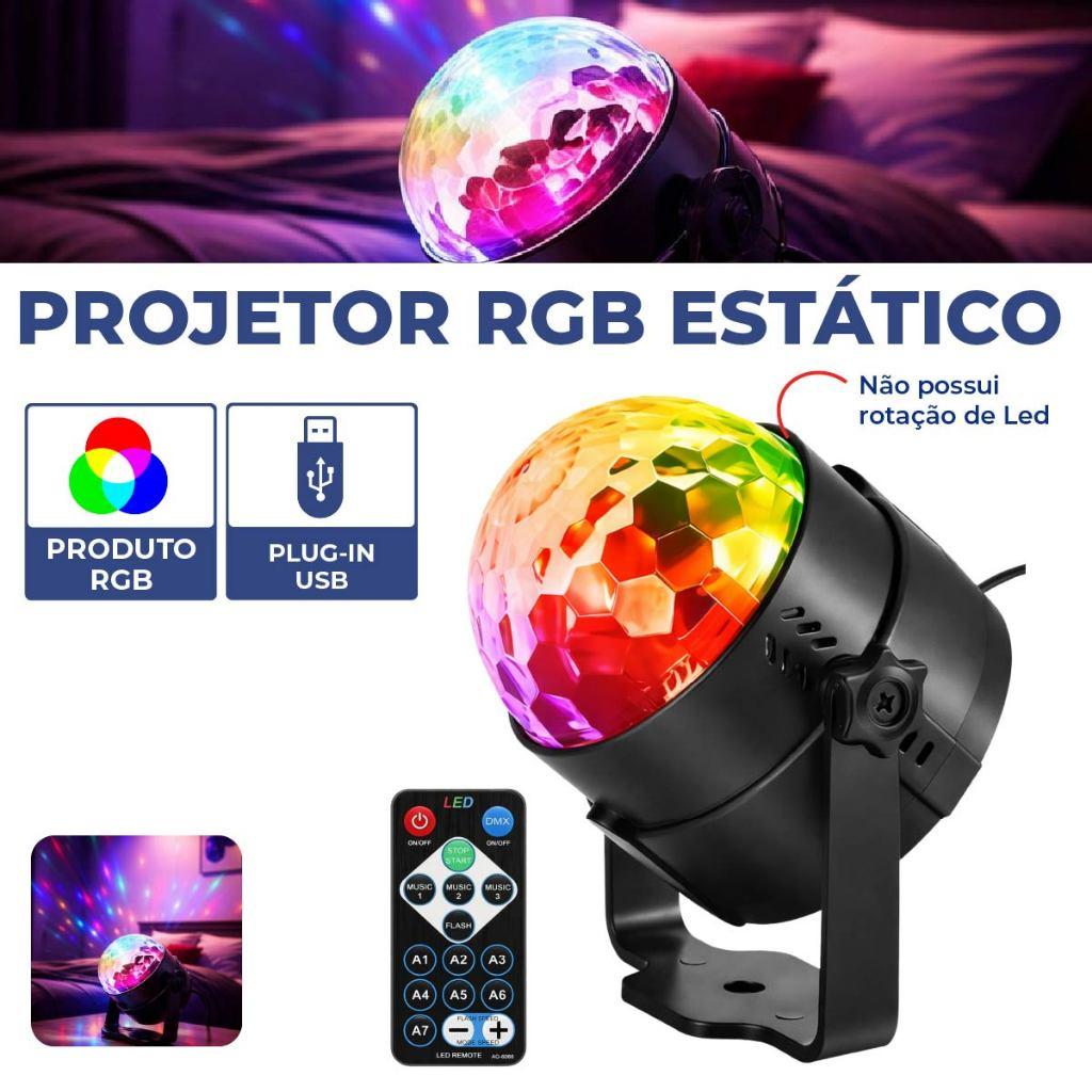 Globo De Luz LED RGB Com Efeito Com Controle Remoto E Modos De Luzes Projetor De Luz