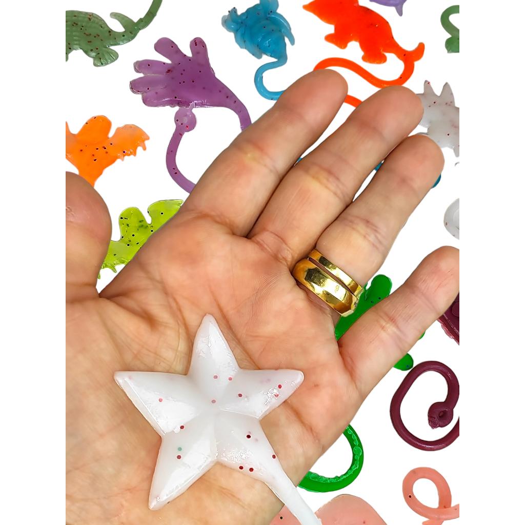 50 Geleca Gruda Pega Tazo Estica Puxa Infantil Prenda Lembrancinha Para Kit Festa Brinquedo