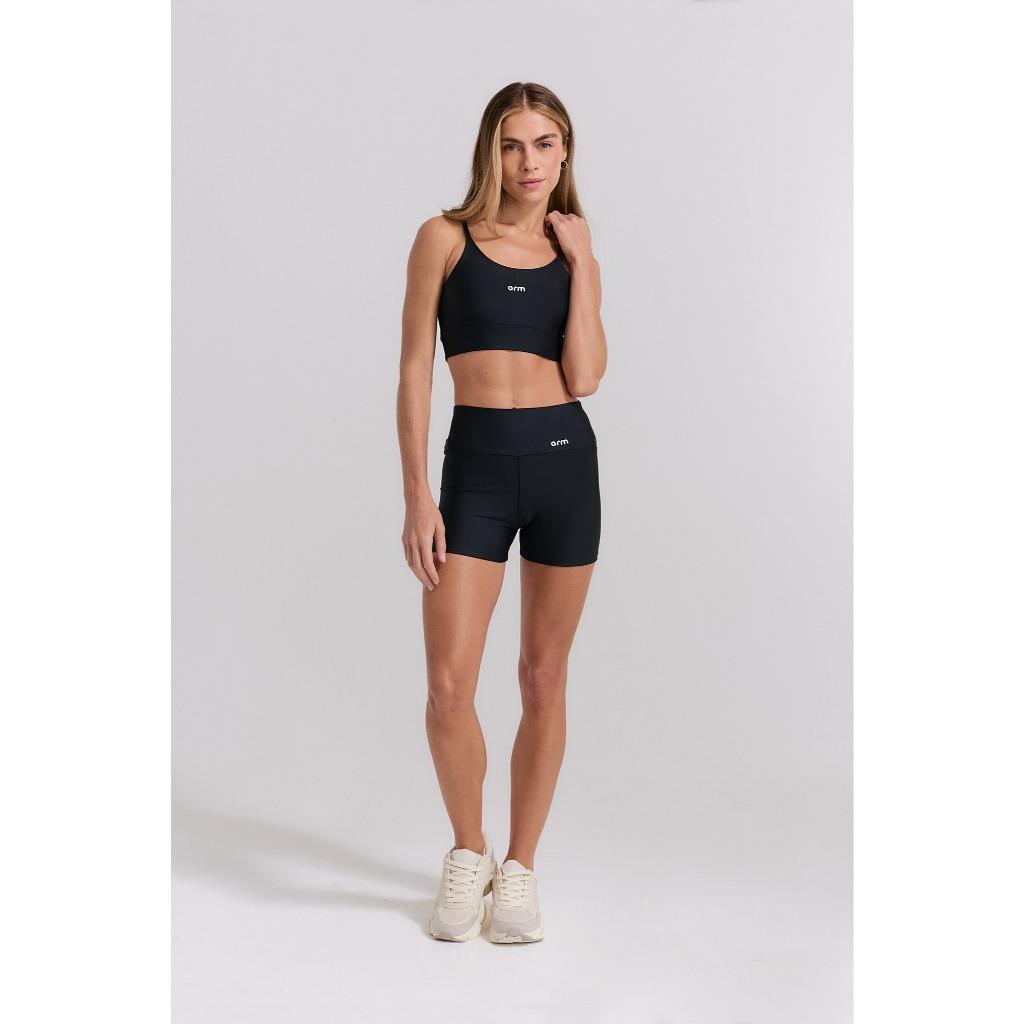 Conjunto Feminino Fitness Top Alça + Short Básico Zero Transparência