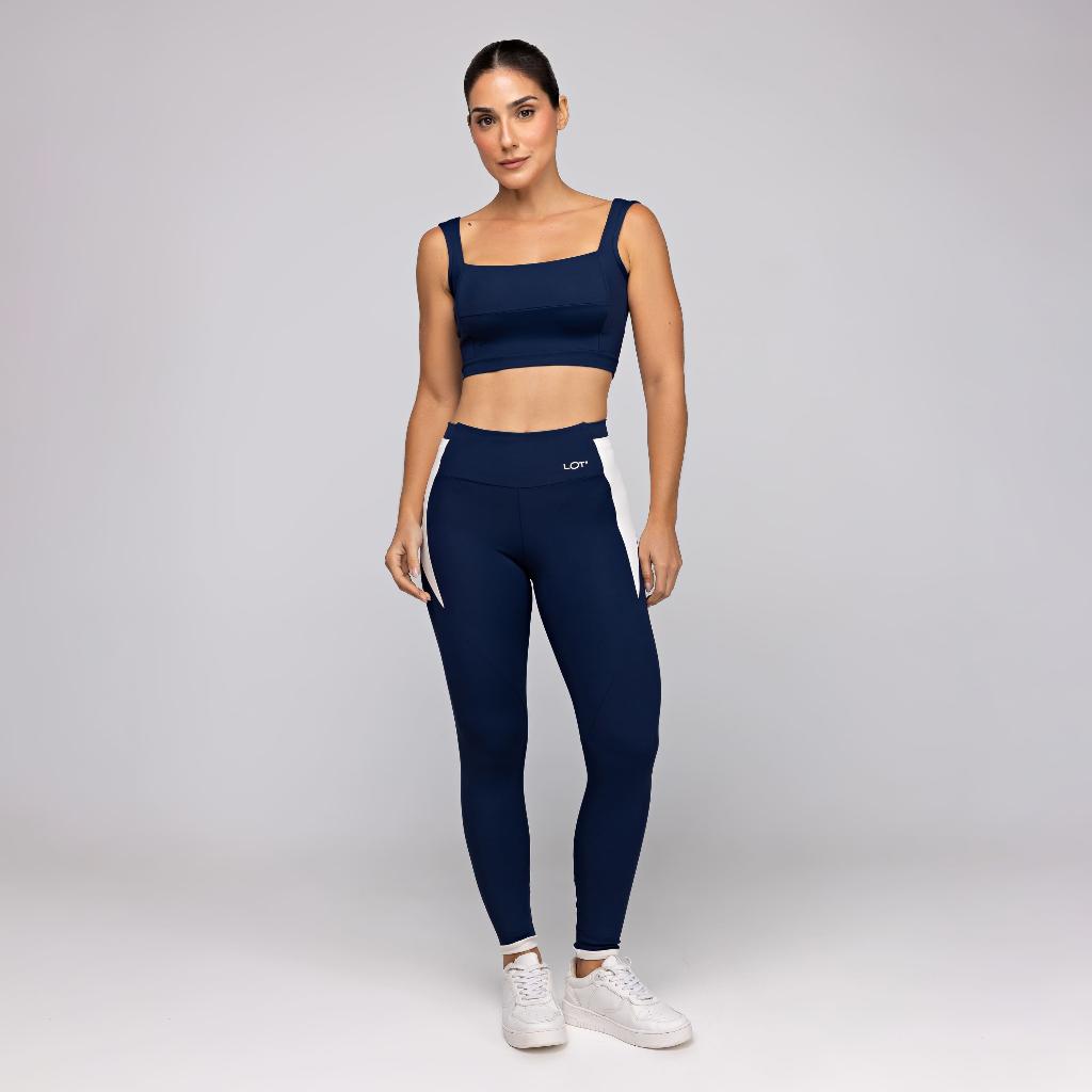 Conjunto Fitness Feminino Academia Top Alta Sustentação E Calça Legging Com Bolso Frame