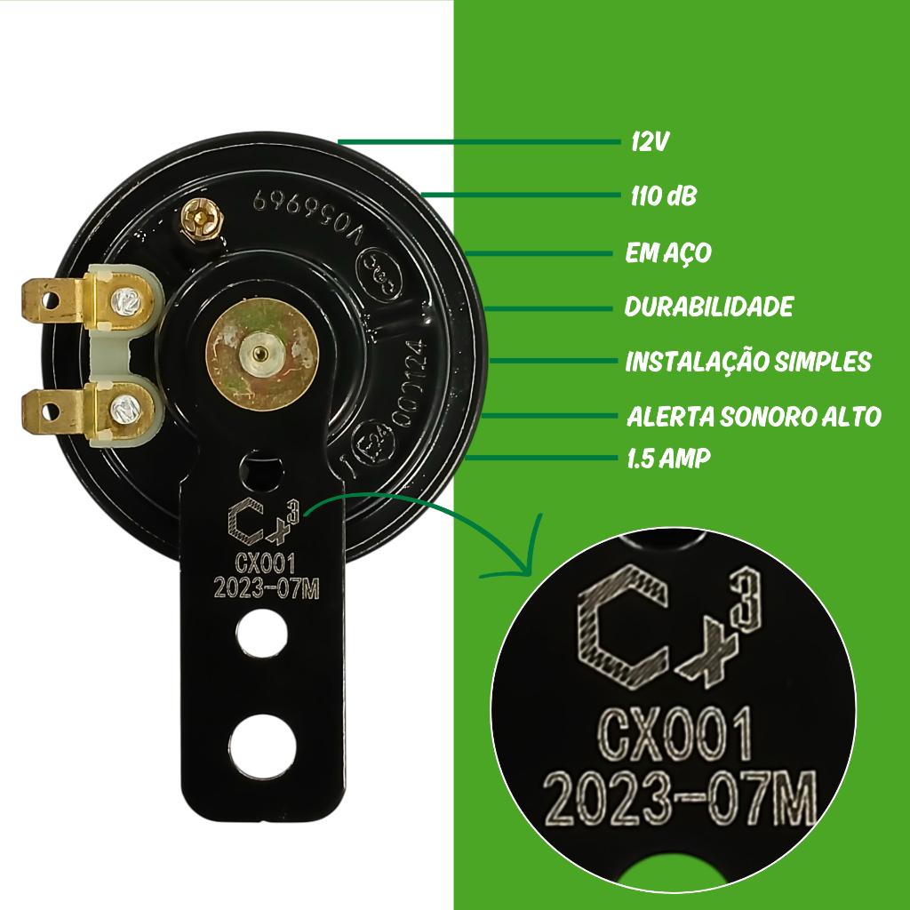 Buzina 12V Para Moto Titan Fan 150 160 Biz 100 125 Ybr Xtz Factor