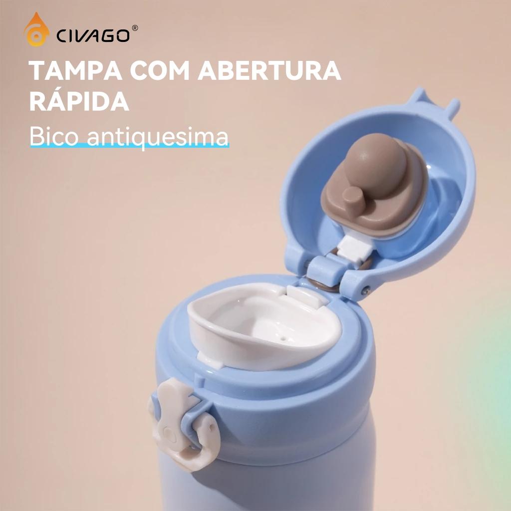 Civago Garrafa Térmica 500ml Aço Inoxidável 316 Portátil Antivazamento Tampa Abertura Toque Quente/frio Livre De Bpa