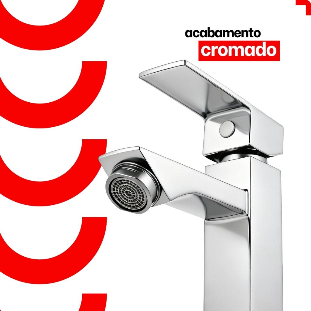 Torneira Banheiro Monolux Inox Cromada Bica Baixa Bancada Prateado Cromado
