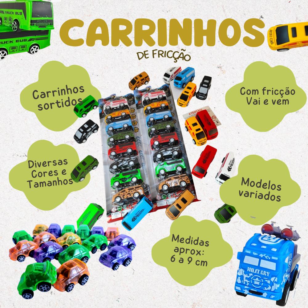 Kit 8 Carrinhos Fricção Coleção Carros Brinquedo Infantil Lembrancinha P/Aniversario Festa Prenda