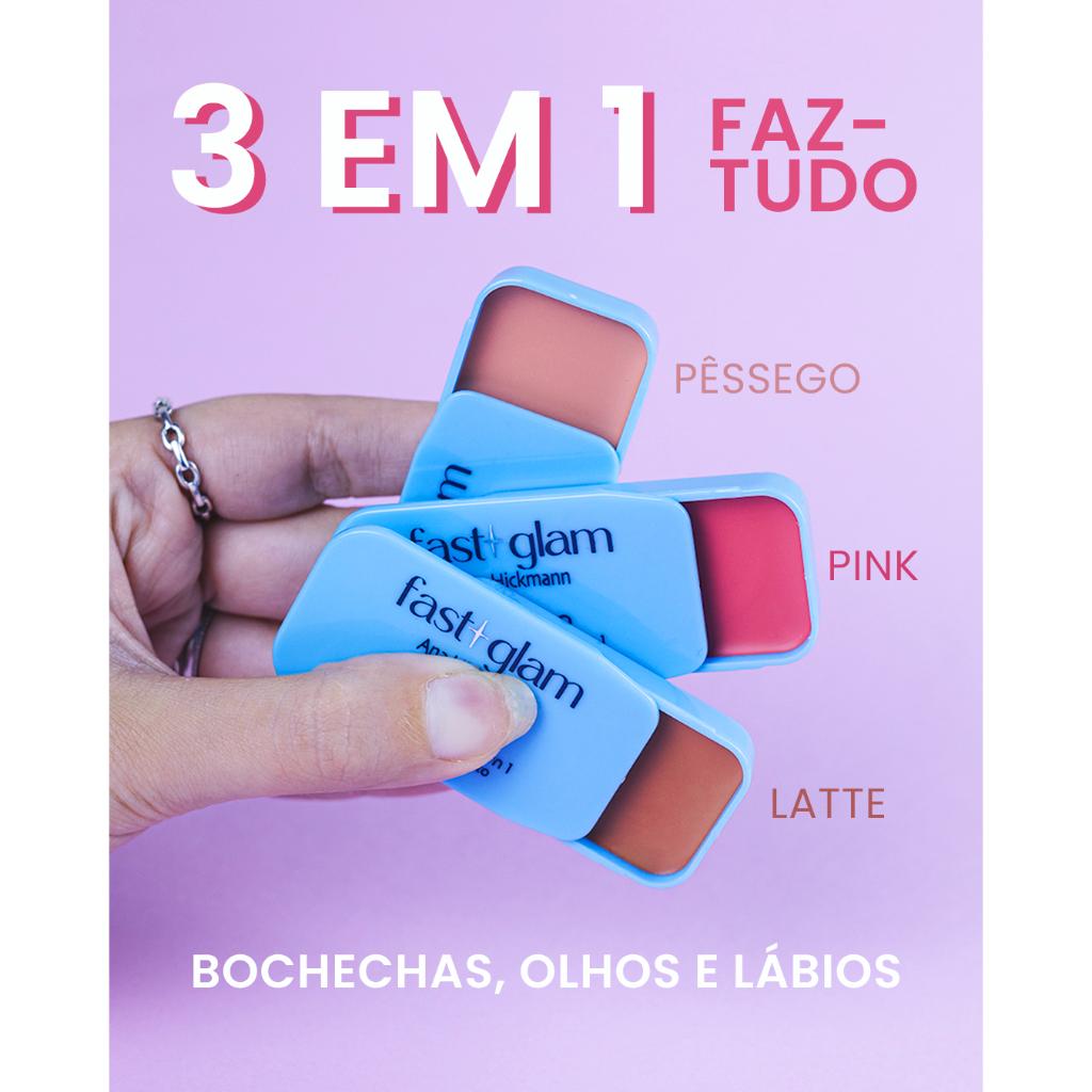 Faz Tudo Multifuncional 3 Em 1 Blush Contorno Sombra Batom Fast Glam Ana Hickmann