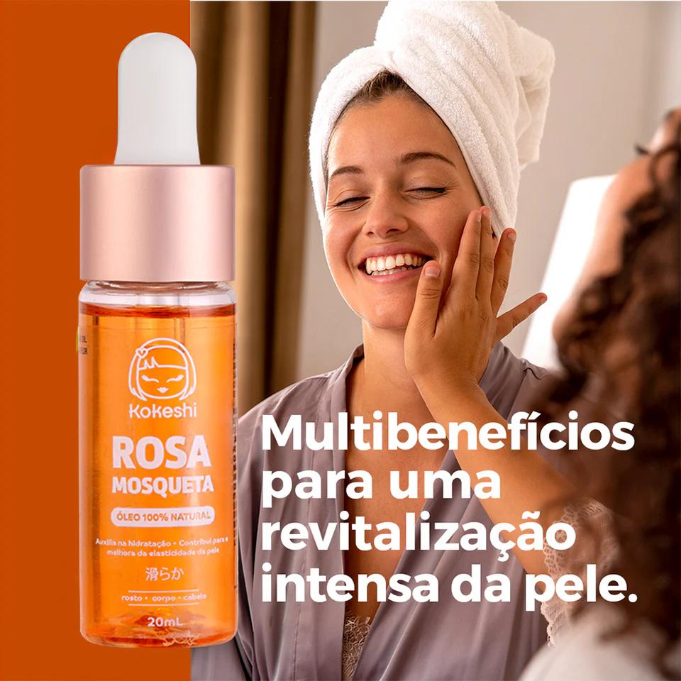 Óleo De Rosa Mosqueta 100 Puro Natural Kokeshi Reparação E Hidratação 20ml