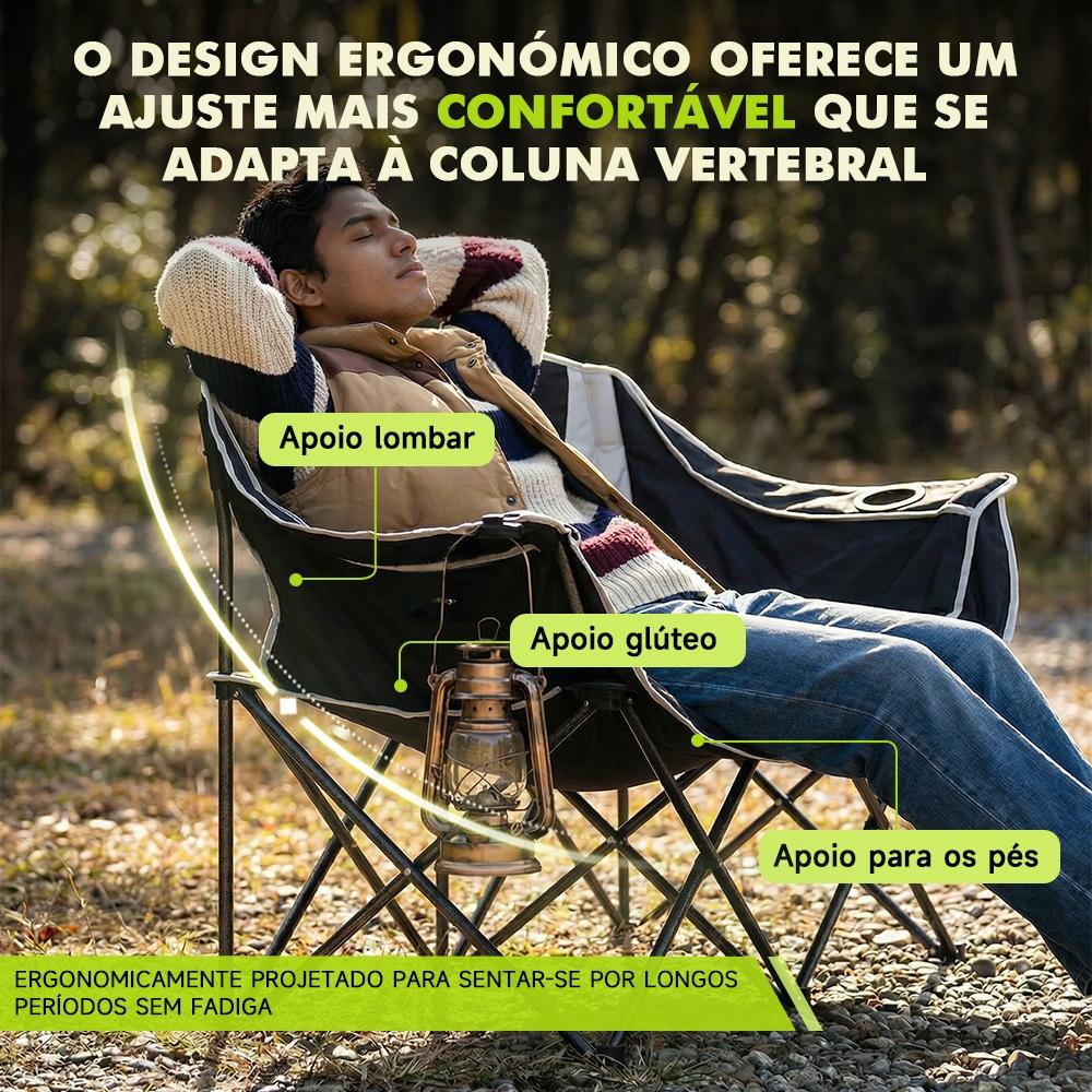 Cadeira De Camping Dupla Dobrável Joyfox 140cm Acolchoada Oxford 600D Com Porta-copos Para Praia Pesca
