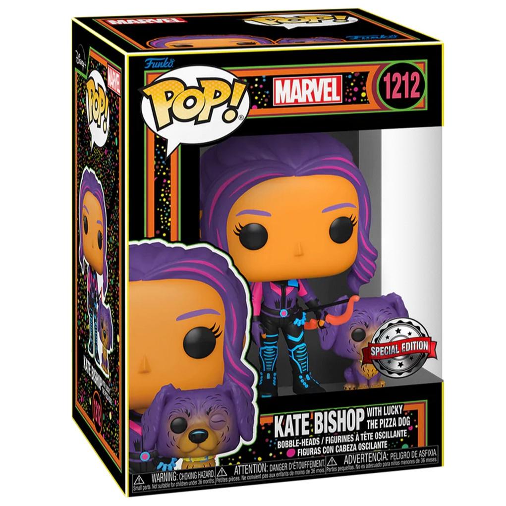 Funko Pop Marvel Black Light Kate Bishop With Lucky Pizza Dog 1212 Novo Original